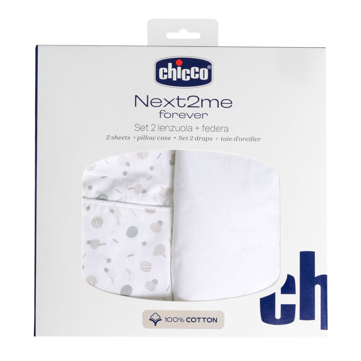 Set lenjerie din bumbac pentru patut Chicco Next2Me Forever, Conffeti, 0 luni+ - gogobaby.ro