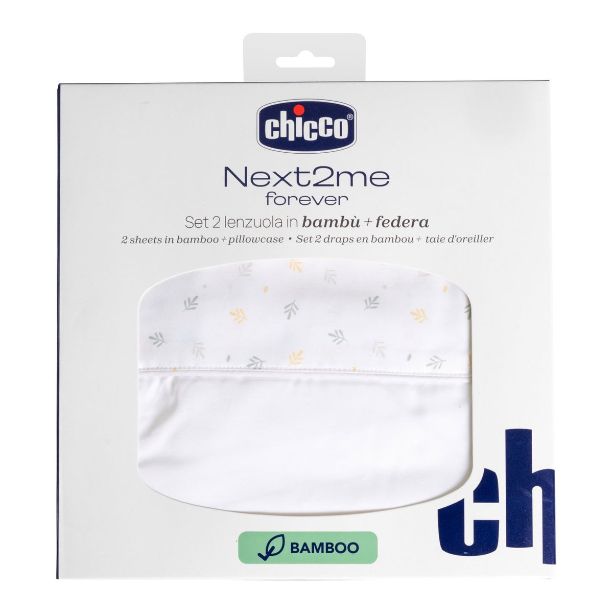 Set lenjerie din fibra bambus pentru patut Chicco Next2Me Forever, Foliage, 0 luni+ - gogobaby.ro