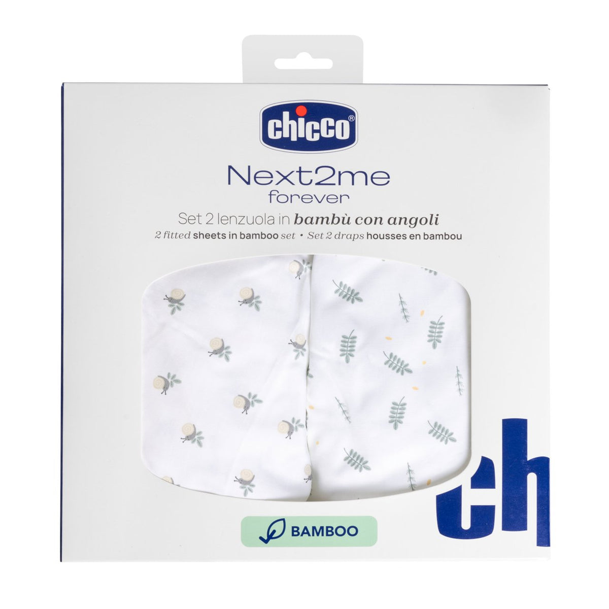 Set lenjerie din fibra bambus pentru patut Chicco Next2Me Forever, Greenery, 0 luni+ - gogobaby.ro
