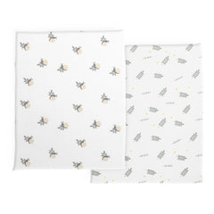 Set lenjerie din fibra bambus pentru patut Chicco Next2Me Forever, Greenery, 0 luni+