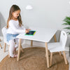 Set masuta si doua scaune, FreeON, Athena, Pentru copii, Din lemn, Conform cu standardele europene de securitate EN71-1;2018, EN71-2:2020, EN71-3:2021, Alb