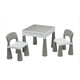 Set masuta si doua scaune, New Baby, Pentru copii, Grey and White, Cu parte detasabila si reversibila, Partea reversibila pentru Lego Duplo