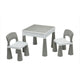 Set masuta si doua scaune, New Baby, Pentru copii, Grey and White, Cu parte detasabila si reversibila, Partea reversibila pentru Lego Duplo