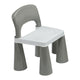 Set masuta si doua scaune, New Baby, Pentru copii, Grey and White, Cu parte detasabila si reversibila, Partea reversibila pentru Lego Duplo