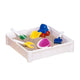 Set masuta si doua scaune, New Baby, Pentru copii, Grey and White, Cu parte detasabila si reversibila, Partea reversibila pentru Lego Duplo