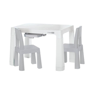 Set masuta si doua scaune, FreeON, Neo, Pentru copii, Cu doua sertare, Cu masa reglabila la doua inaltimi, Conform cu standardele europene de securitate EN71-1;2018, EN71-2:2020, EN71-3:2021, Gri