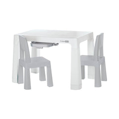 Set masuta si doua scaune, FreeON, Neo, Pentru copii, Cu doua sertare, Cu masa reglabila la doua inaltimi, Conform cu standardele europene de securitate EN71-1;2018, EN71-2:2020, EN71-3:2021, Gri