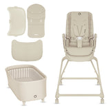 Set multifunctional cu patut, sezlong si scaun de masa, Lionelo, Maddie, Functie 360, Pliere rapida, Roti incluse, Reglaj pentru sezut si suportul de picioare, Husa detasabila, lavabila, 0-36 luni, Pana la 15 kg, Bej