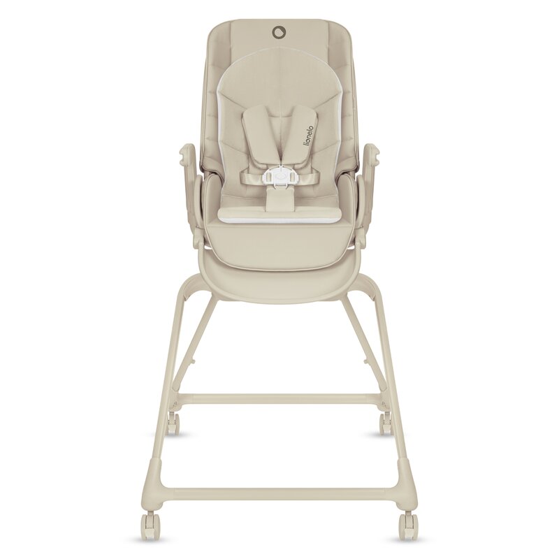 Set multifunctional cu patut, sezlong si scaun de masa, Lionelo, Maddie, Functie 360, Pliere rapida, Roti incluse, Reglaj pentru sezut si suportul de picioare, Husa detasabila, lavabila, 0-36 luni, Pana la 15 kg, Bej