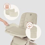 Set multifunctional cu patut, sezlong si scaun de masa, Lionelo, Maddie, Functie 360, Pliere rapida, Roti incluse, Reglaj pentru sezut si suportul de picioare, Husa detasabila, lavabila, 0-36 luni, Pana la 15 kg, Bej