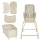 Set multifunctional cu patut, sezlong si scaun de masa, Lionelo, Maddie, Functie 360, Pliere rapida, Roti incluse, Reglaj pentru sezut si suportul de picioare, Husa detasabila, lavabila, 0-36 luni, Pana la 15 kg, Bej
