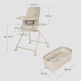 Set multifunctional cu patut, sezlong si scaun de masa, Lionelo, Maddie, Functie 360, Pliere rapida, Roti incluse, Reglaj pentru sezut si suportul de picioare, Husa detasabila, lavabila, 0-36 luni, Pana la 15 kg, Bej