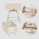 Set multifunctional cu patut, sezlong si scaun de masa, Lionelo, Maddie, Functie 360, Pliere rapida, Roti incluse, Reglaj pentru sezut si suportul de picioare, Husa detasabila, lavabila, 0-36 luni, Pana la 15 kg, Bej