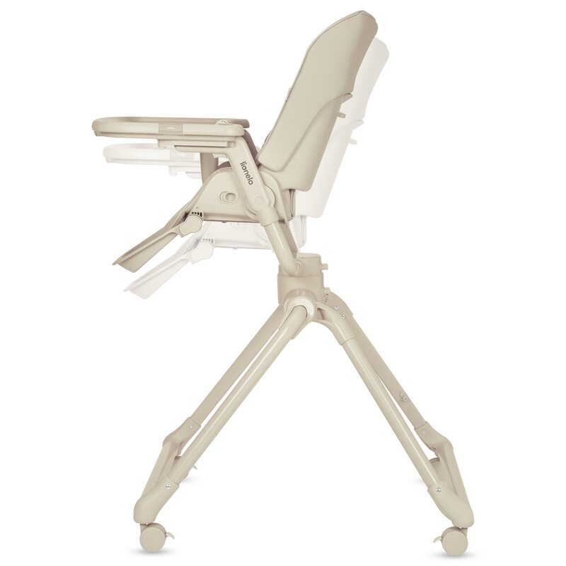 Set multifunctional cu patut, sezlong si scaun de masa, Lionelo, Maddie, Functie 360, Pliere rapida, Roti incluse, Reglaj pentru sezut si suportul de picioare, Husa detasabila, lavabila, 0-36 luni, Pana la 15 kg, Bej