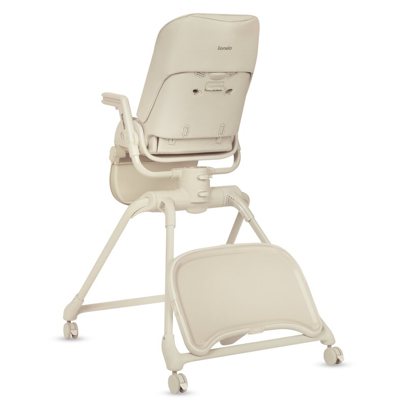 Set multifunctional cu patut, sezlong si scaun de masa, Lionelo, Maddie, Functie 360, Pliere rapida, Roti incluse, Reglaj pentru sezut si suportul de picioare, Husa detasabila, lavabila, 0-36 luni, Pana la 15 kg, Bej