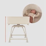 Set multifunctional cu patut, sezlong si scaun de masa, Lionelo, Maddie, Functie 360, Pliere rapida, Roti incluse, Reglaj pentru sezut si suportul de picioare, Husa detasabila, lavabila, 0-36 luni, Pana la 15 kg, Bej