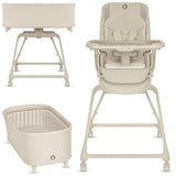 Set multifunctional cu patut, sezlong si scaun de masa, Lionelo, Maddie, Functie 360, Pliere rapida, Roti incluse, Reglaj pentru sezut si suportul de picioare, Husa detasabila, lavabila, 0-36 luni, Pana la 15 kg, Bej