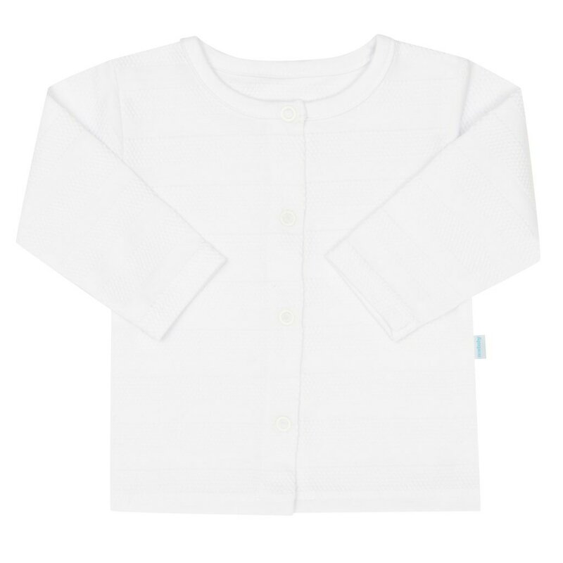 Set pentru bebe, New Baby, I AM, 7 piese, Cu botosei, jacheta maneca lunga, caciulita, body cu maneca lunga, pantalonasi si salopeta cu botosei si manusi, 100% bumbac, Marime 56, 0-3 luni, White - gogobaby.ro