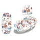Set pentru landou/cosulet, MimiNu, Cu protectie, saltea si pernuta, Din bumbac certificat Oeko Tex Standard 100, Design, Zoo in train