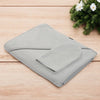 Set prosop cu gluga si manusa baie, New Baby, Dimensiune mare 100 x 100 cm, Basic, Gray