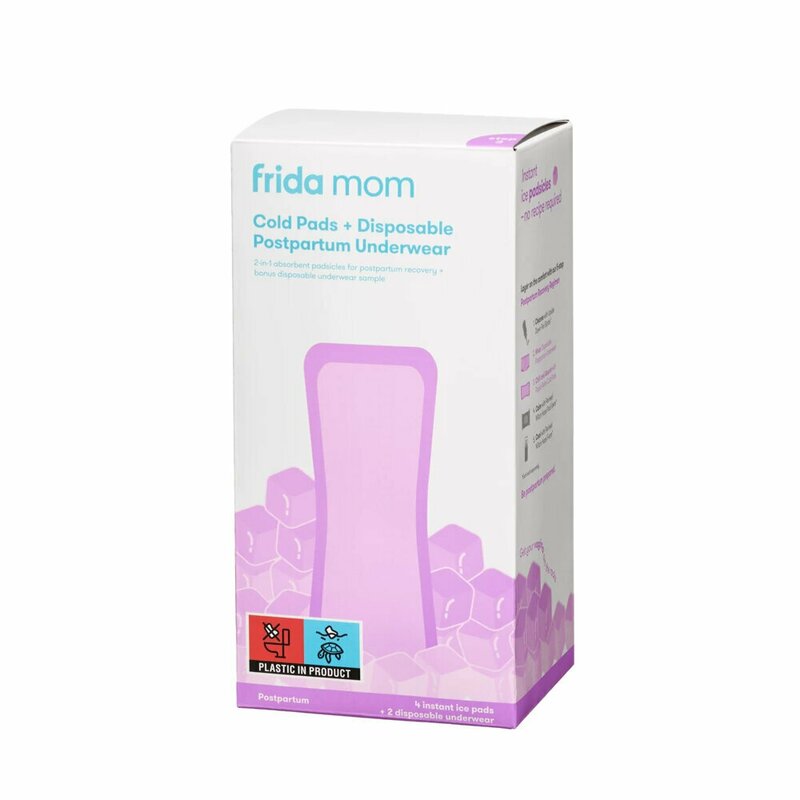 Set recuperare postpartum, Frida Mom, 4 buc x tampoane Ice Maxi 4 buc + 2 buc x chiloti unica folosinta, Racoritoare si absorbante, Gri