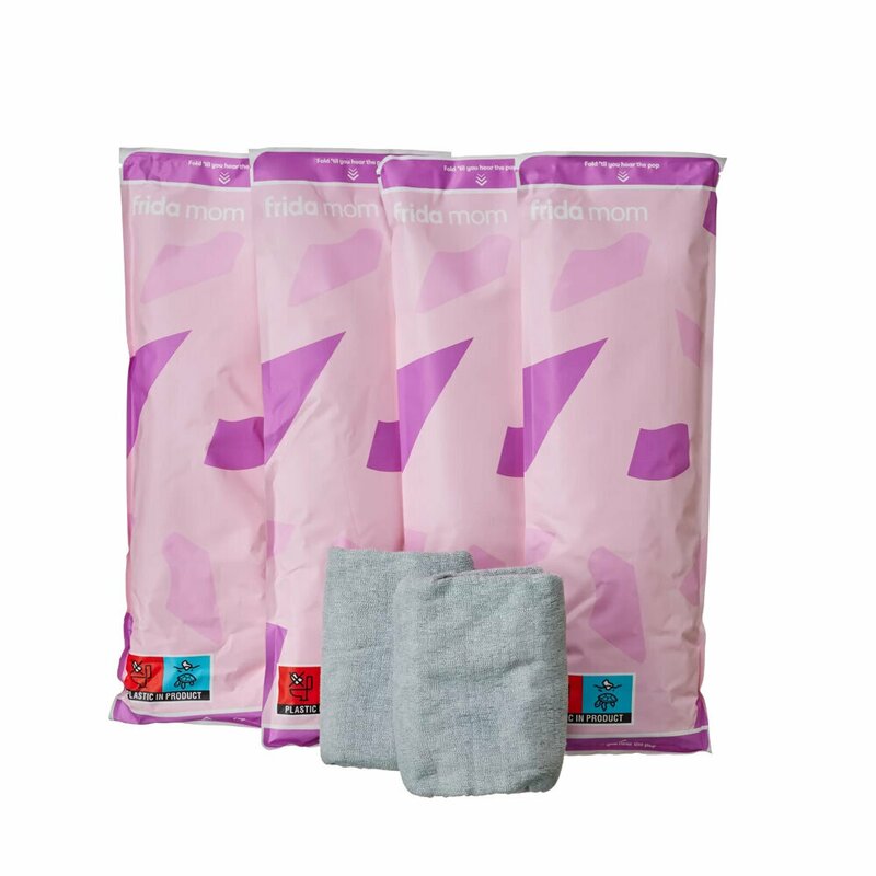 Set recuperare postpartum, Frida Mom, 4 buc x tampoane Ice Maxi 4 buc + 2 buc x chiloti unica folosinta, Racoritoare si absorbante, Gri
