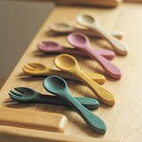 Set tacamuri, Petite&Mars, Take&Match, Din silicon, Forma ergonomica, Delicate cu gingiile, Adecvate pentru masina de spalat vase, Fara BPA, 6 luni+, Bitter Cocoa, Maro