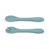 Set tacamuri, Petite&Mars, Take&Match, Din silicon, Forma ergonomica, Delicate cu gingiile, Adecvate pentru masina de spalat vase, Fara BPA, 6 luni+, Frosted Sky, Albastru