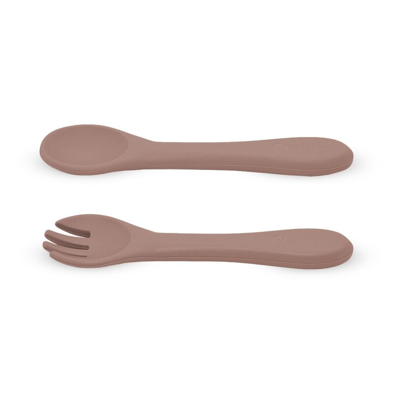 Set tacamuri, Petite&Mars, Take&Match, Din silicon, Forma ergonomica, Delicate cu gingiile, Adecvate pentru masina de spalat vase, Fara BPA, 6 luni+, Velvet Latte, Maro pudrat