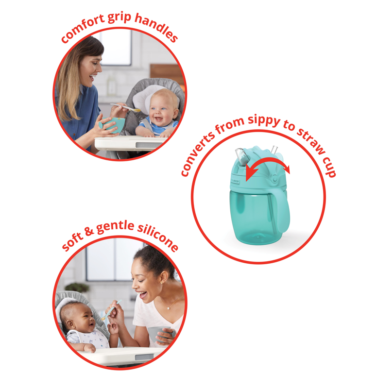 Skip Hop - Set de hranire Easy-Feed (sticla cu pai, 2 lingurite si 2 boluri ergonomice) - gogobaby.ro