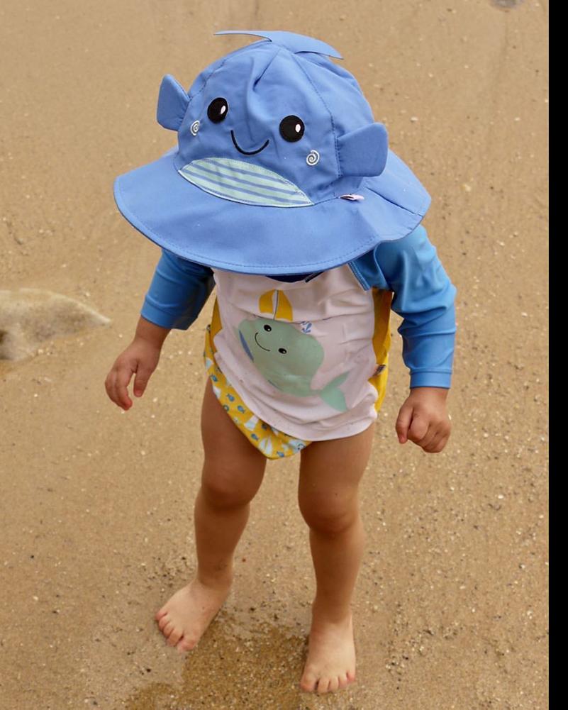 Set chilotel de baie si palarie, Marimea S, UPF 50+, Zoocchini, Whale - gogobaby.ro