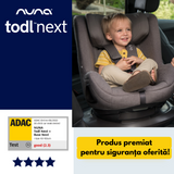 Nuna - Set Scaun auto rotativ i-Size TODL next Cedar, 40-105 cm + Baza isofix BASE next i-Size pentru TODL next, testat ADAC