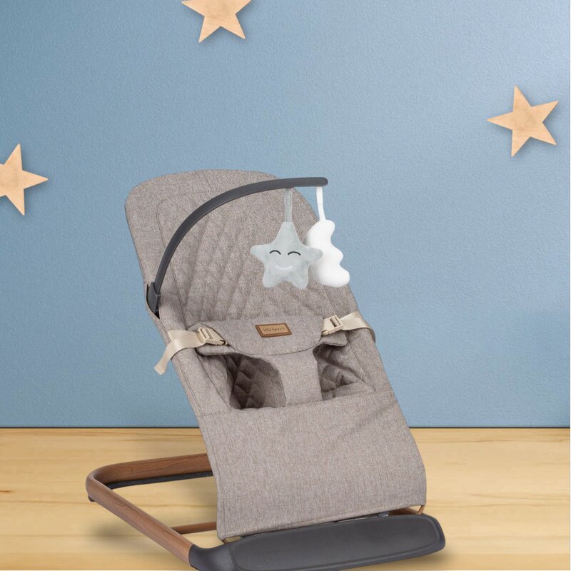 Sezlong balansoar, FreeON, Serene, Pana la 9 kg, Cu centura in 3 puncte, Spatar reglabil in 3 etape, Cu bara de jucarii, 70 x 45 x 56 cm, 0 luni+, Beige