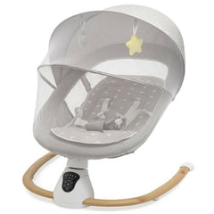 Sezlong balansoar, New Baby, Smart, Pana la 9 kg, Include cronometru si detector de miscare, Cu 5 viteze de leganare, Cu sunete si melodii, Cu 2 jucarii, 0 lun+, Grey