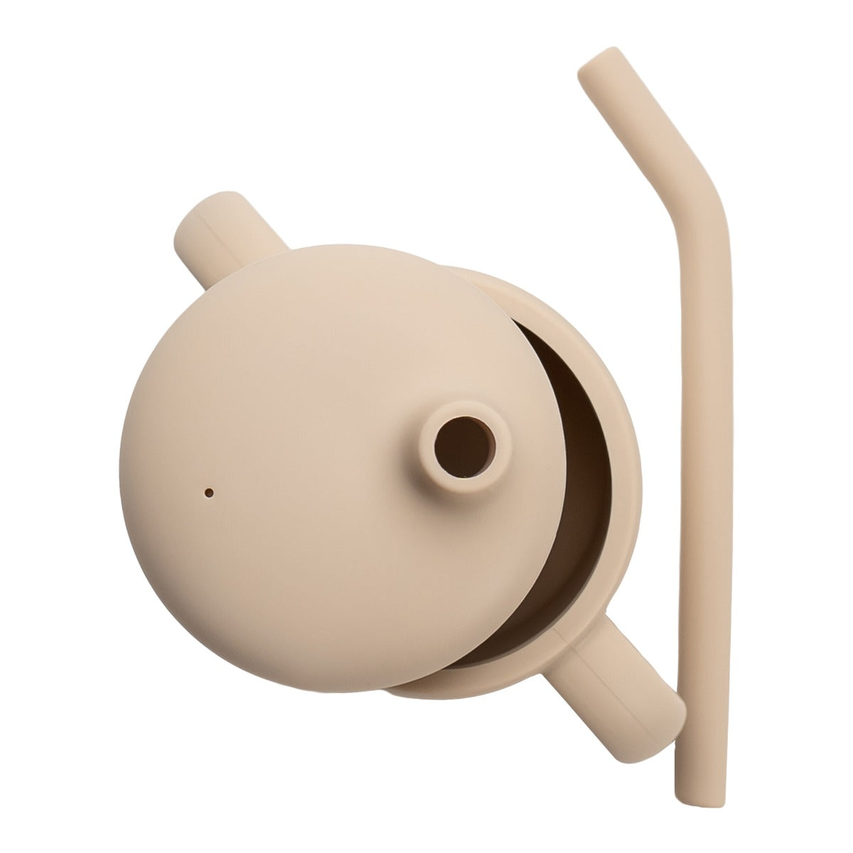 Cana din silicon cu pai, AppeKids - Bubble Beige - gogobaby.ro