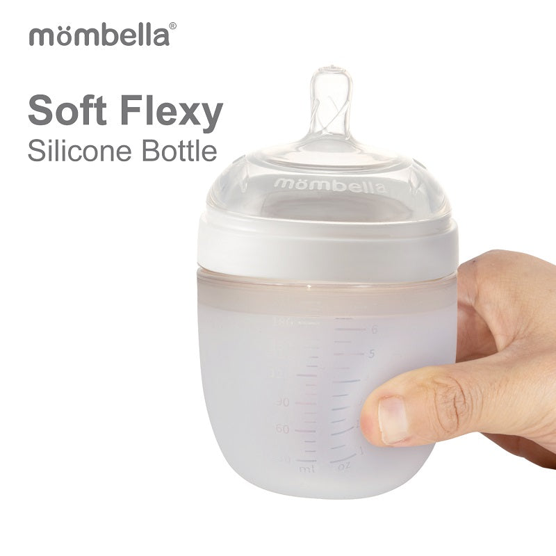 Biberon Anticolici Mombella Breast-Like, 120ml, Tetina S flux lent, 100% Silicon, Ivory - gogobaby.ro