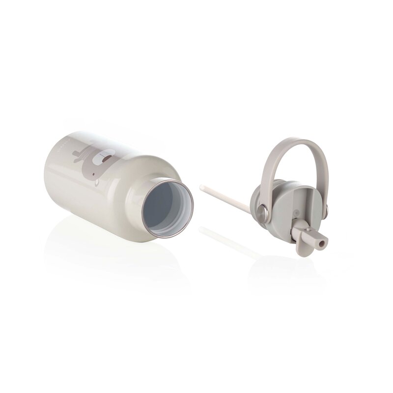 Sticla termos lichide, Jane, Din otel inoxidabil, Cu mentinere de temperatura de pana la 12 ore, 350 ml, Bpa Free, Conform cu EN 1186:2022EN 12546-1:2000UNE EN 14372:2005, Sand