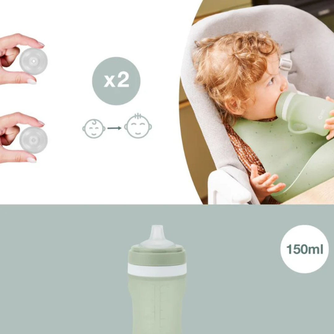 Babymoov - Sticla ergonomica din silicon verde