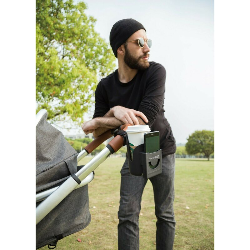 Suport pentru carucior, FreeON, Multifunctional, Pentru pahar, telefon, biberon, Black - gogobaby.ro