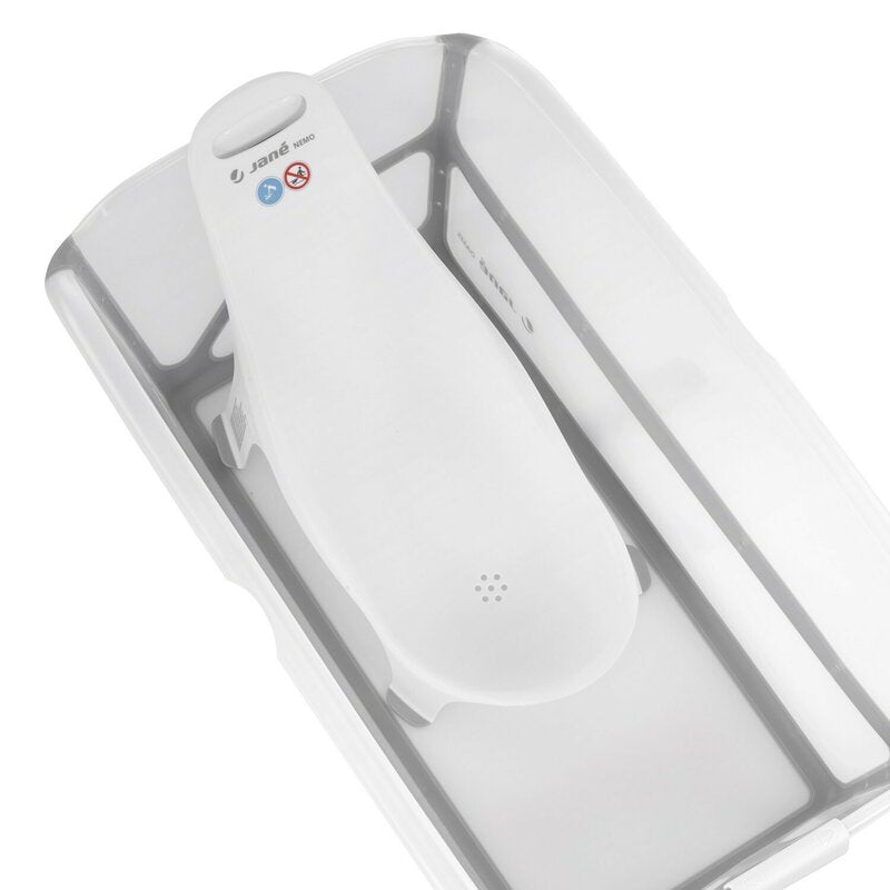 Suport pentru baie ergonomic, Jane, Nemo, De la nastere, Cu maner, Conform cu standardul european de siguranta EN 17022:2018, White - gogobaby.ro