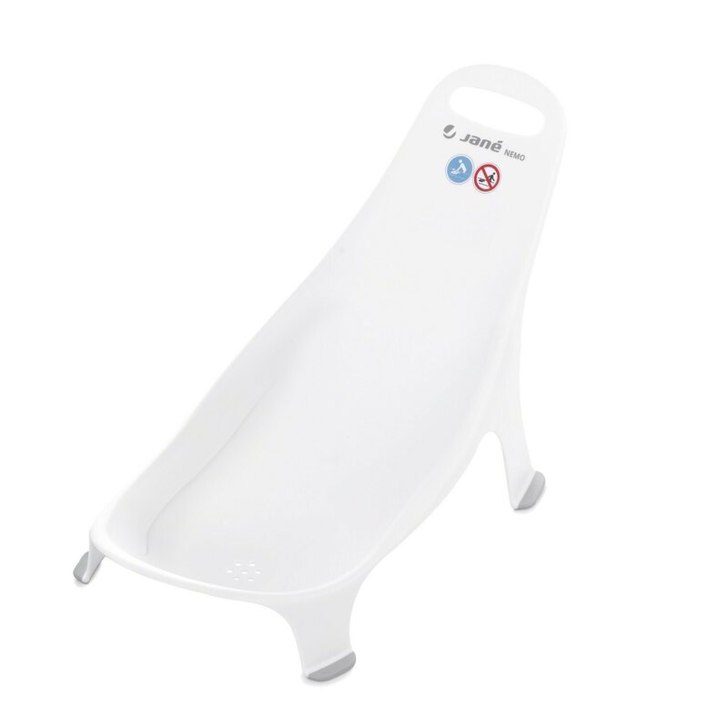 Suport pentru baie ergonomic, Jane, Nemo, De la nastere, Cu maner, Conform cu standardul european de siguranta EN 17022:2018, White - gogobaby.ro
