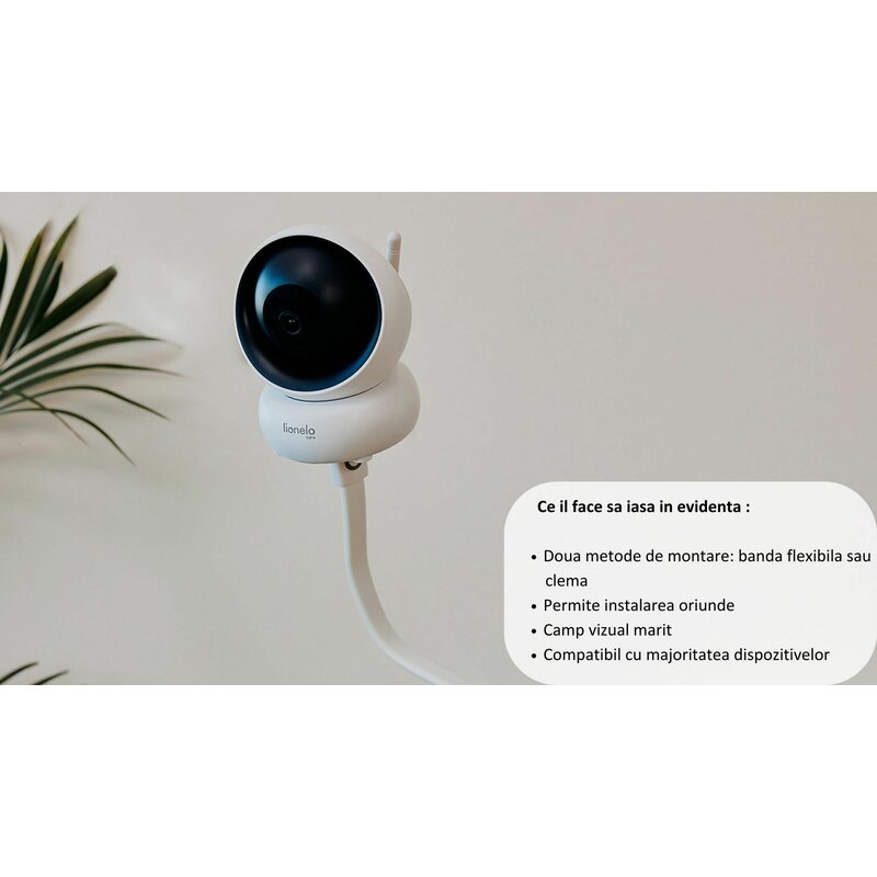 Suport pentru monitor, Lionelo, Flexi, Lungimea 56.5 cm , Flexibil, Compatibil cu Babyline 3.2, Babyline View, Babyline 8.2, Babyline 8.3, Alb - gogobaby.ro
