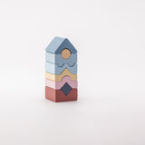 Jucarie din lemn, Cubika, Set constructii Turn 8 piese - Pastel