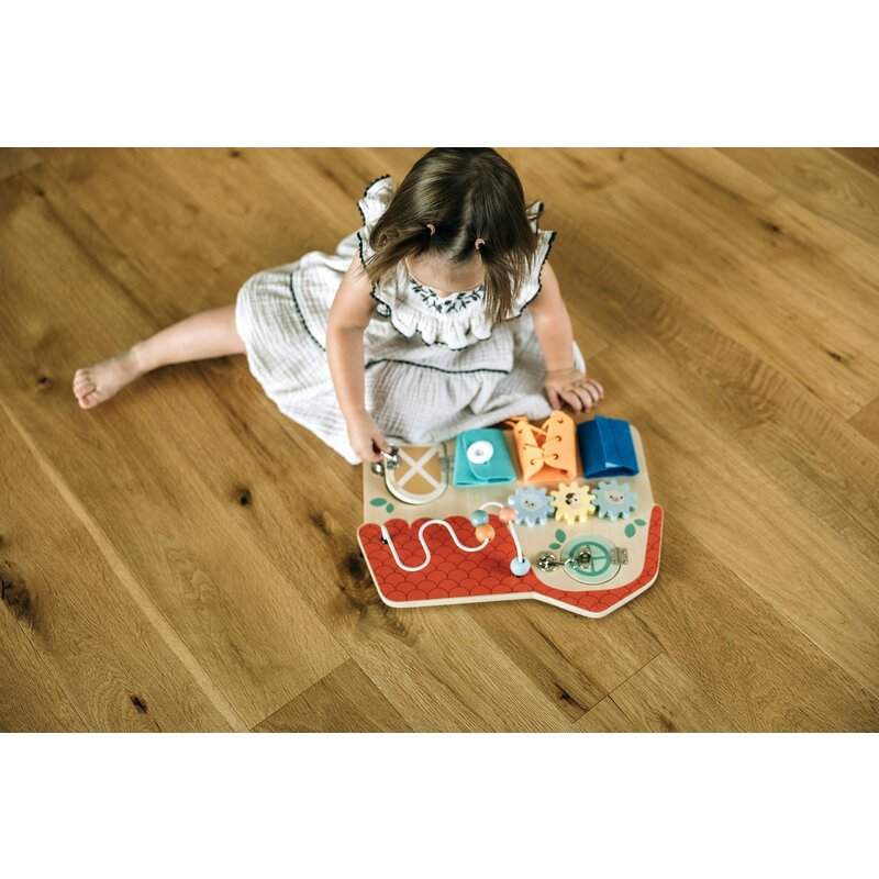 Tablita cu activitati, Free2Play, Din lemn, Cu elemente interactive, Dezvolta coordonarea mana-ochi, 40x30x6,5 cm, 18 luni+, Multicolor - gogobaby.ro