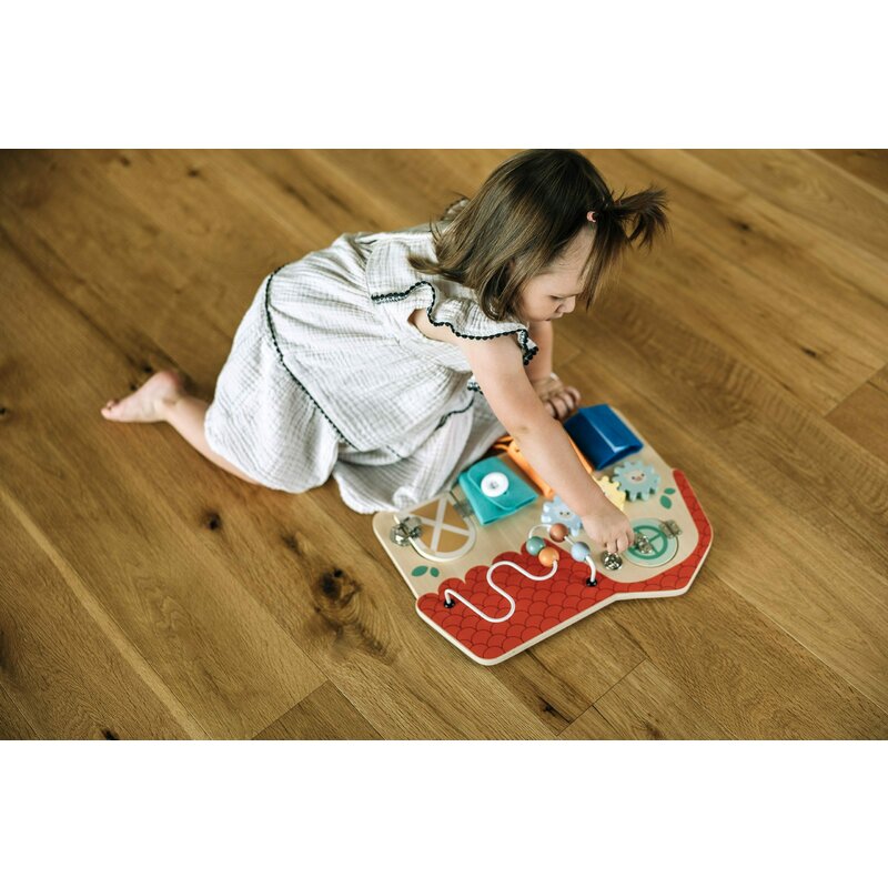 Tablita cu activitati, Free2Play, Din lemn, Cu elemente interactive, Dezvolta coordonarea mana-ochi, 40x30x6,5 cm, 18 luni+, Multicolor - gogobaby.ro