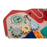 Tablita cu activitati, Free2Play, Din lemn, Cu elemente interactive, Dezvolta coordonarea mana-ochi, 40x30x6,5 cm, 18 luni+, Multicolor