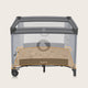 Tarc de joaca copii, Lionelo, Bonnie, Pana la 15 kg, 100 x 100 cm, Pliere compacta, Include geanta de transport, Din plasa, Cu intrare laterala cu fermoar, Cu roti, Cu salteluta din spuma, Conform cu EN12227, Gri deschis