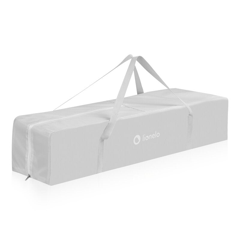 Tarc de joaca copii, Lionelo, Bonnie, Pana la 15 kg, 100 x 100 cm, Pliere compacta, Include geanta de transport, Din plasa, Cu intrare laterala cu fermoar, Cu roti, Cu salteluta din spuma, Conform cu EN12227, Gri deschis - gogobaby.ro