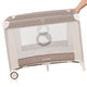 Tarc de joaca copii, Lionelo, Bonnie, Pana la 15 kg, 100 x 100 cm, Pliere compacta, Include geanta de transport, Din plasa, Cu intrare laterala cu fermoar, Cu roti, Cu salteluta din spuma, Conform cu EN12227, Bej