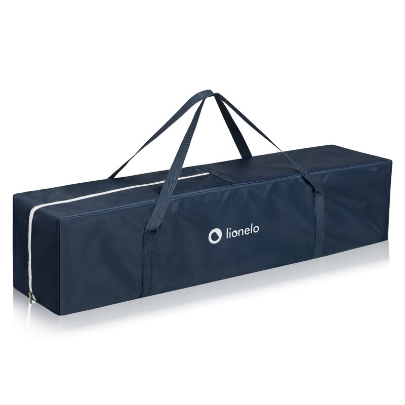 Tarc de joaca copii, Lionelo, Bonnie, Pana la 15 kg, 100 x 100 cm, Pliere compacta, Include geanta de transport, Din plasa, Cu intrare laterala cu fermoar, Cu roti, Cu salteluta din spuma, Conform cu EN12227, Albastru - gogobaby.ro